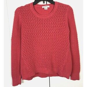 Liz Claiborne Women’s Cotton Pullover Sweater Chunky Knit Pink Petite Large